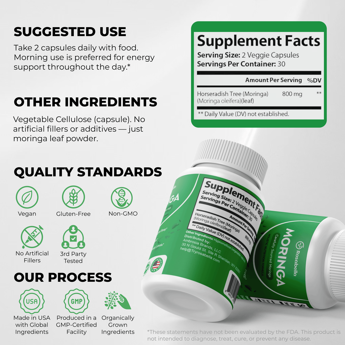 Rosabella Moringa Powder Capsules-